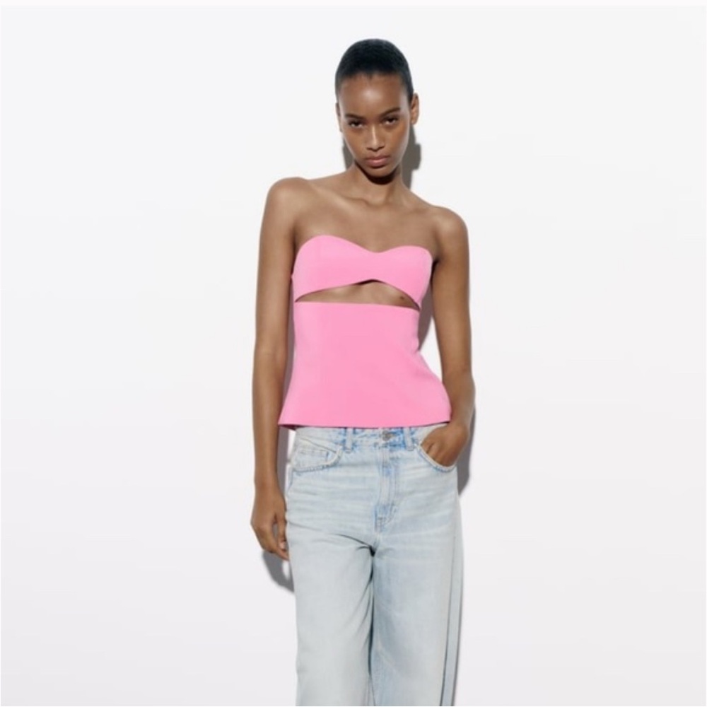 Zara Pink Sleeveless Bustier Camisole